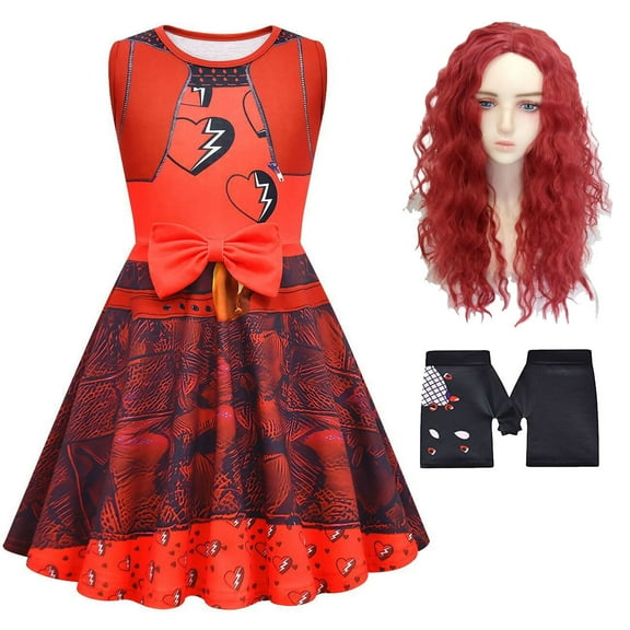 Girls Rise Red Costume Dress Kids Movie Outfits Halloween Birthday Party 4-10Y