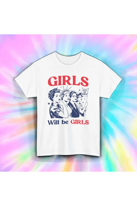 Girls Rise Up Feminist Retro Women Power Equality Message Unisex T-Shirt, up to size 5XL