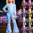 thumbnail image 1 of Girls Romper Girls Glitter Jumpsuits Performance Long Sleeve Leotard Stretchy Bodysuit Girls Jumpsuit Blue 3-4 Years, 1 of 4