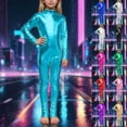 thumbnail image 1 of Girls Romper Girls Metallic High Neck Long Sleeve Performance Romper Glitter Gold Girls Jumpsuit Black 7-9 Years, 1 of 5
