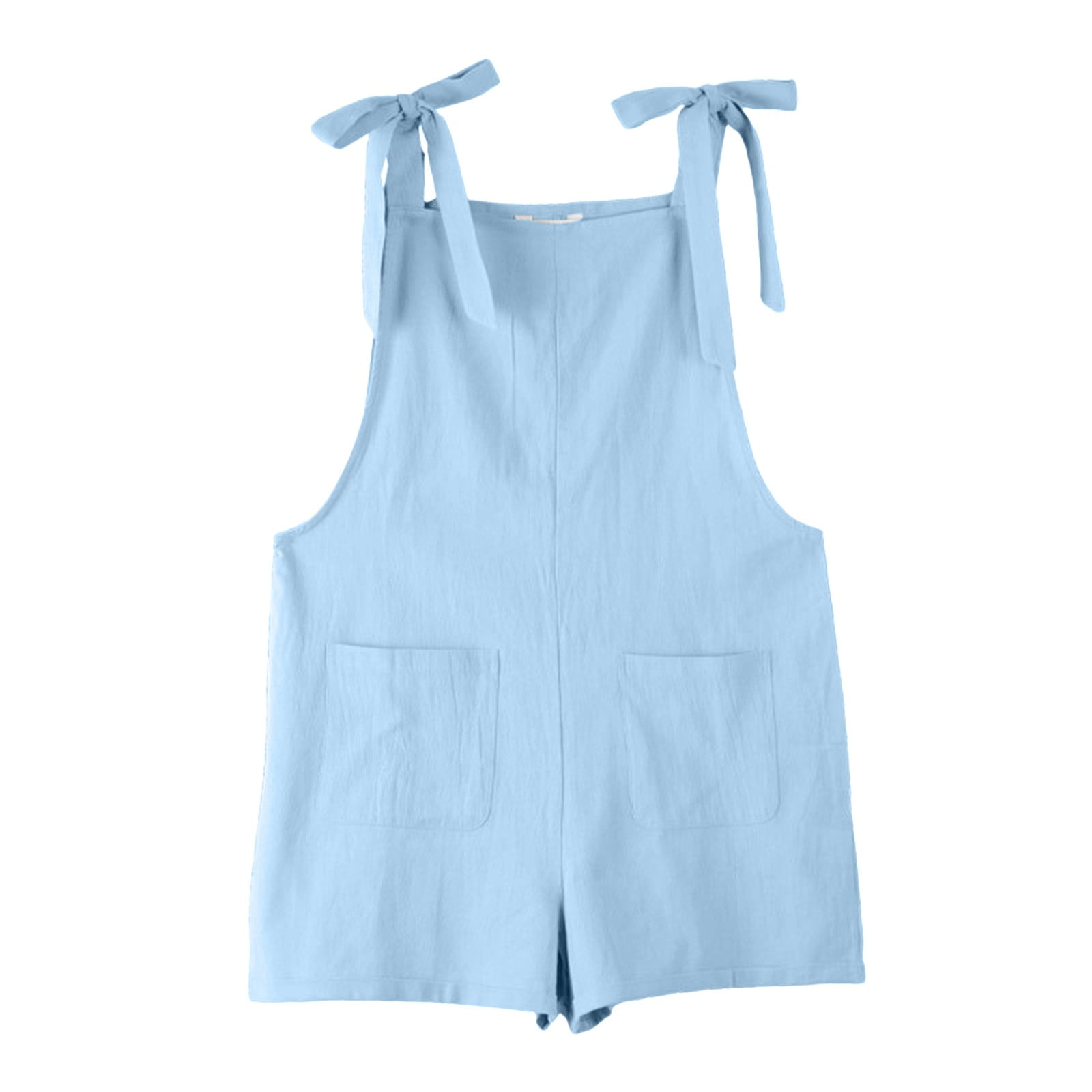 Girls Romper Sleeveless Adjustable Tie Up Strap Short Jumpsuits Summer Clothes With Pocket Size 10 11 Years