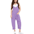 thumbnail image 1 of Girls Romper Sleeveless Summer Rompers for Girls Casual V Neck Strap Overalls with Side Pockets Cute Clothes for Girls 11-12 Y, 1 of 6