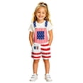 thumbnail image 1 of Girls Rompers Dynamic Patriotic Print Sleeveless Square Neck Kids Strap Short Jumpsuit Street Trendy Summer Outfit, 1 of 5