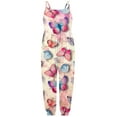 thumbnail image 1 of Girls Rompers Elegant Butterfly Print Sleeveless Square Neck Girls Strap Loose Jumpsuit Daily Casual Summer Outfit, 1 of 4