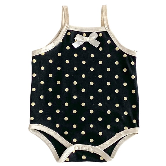 Girls Rompers Ultra Light Polka Dot Print Square Neck Sleeveless Bowknot Bodysuit Outdoor Wear Girls Jumpsuit 0 Months-3 Months