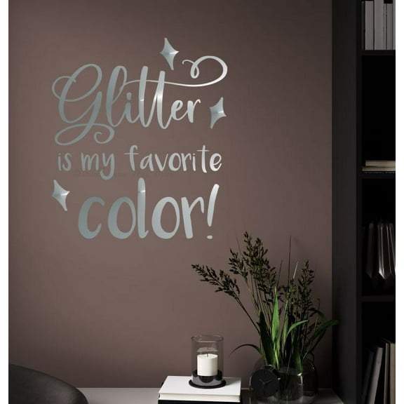 Girls Room Art Words Glitter Favorite Color Wall Decal Sticker Crafters Decor Quote 20x23-Inch Metallic Silver
