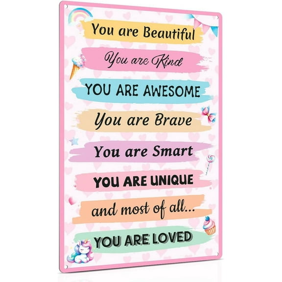 Girls Room Decor Rainbow Wall Decors for Kids Little Girls Teen, 8x12 Inches Metal Sign