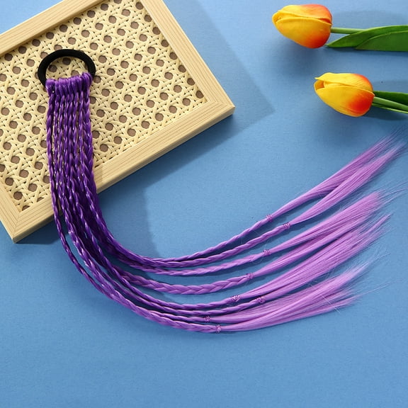 Girls Rubber Bands Hair Extension for Kids Colorful Braided Ponytail Rainbow Hair Accessories Braiders Styling Tools
