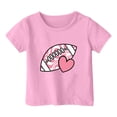 thumbnail image 1 of Girls Rubgy Tops Holiday Summer Casual Graphic Tees Short Sleeve T-Shirt Fashion Cute Loose Going Out Outfit, Pink, 2 Years, 1 of 4