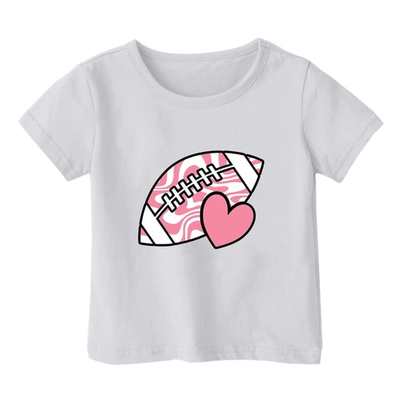 Girls Rubgy Tops Holiday Summer Casual Graphic Tees Short Sleeve T-Shirt Fashion Cute Loose Going Out Outfit, White, 7 Years