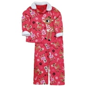 Girls Rudolph Red Nosed Reindeer Christmas Holiday Pajamas Shirt & Pants Set S