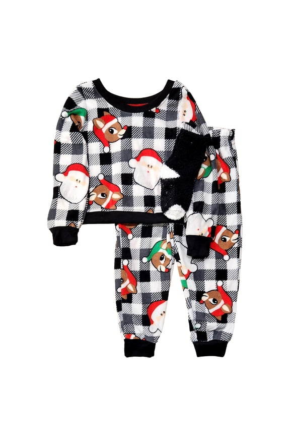 Girls Rudolph Red Nosed Reindeer Fleece Christmas Pajamas X-Small 4-5