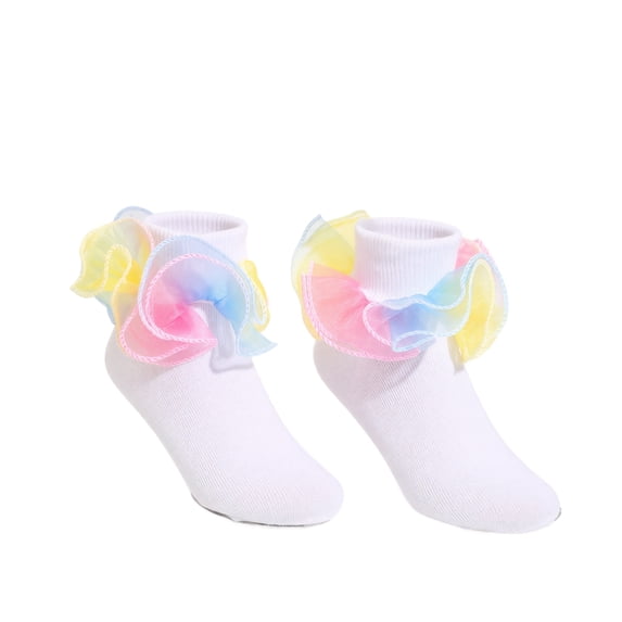 Girls Ruffle Ankle Socks Lace Frilly Big Ruffle Lace Crew Cuff Frilly Dress Socks for Kids Baby Toddler For Princess Dress