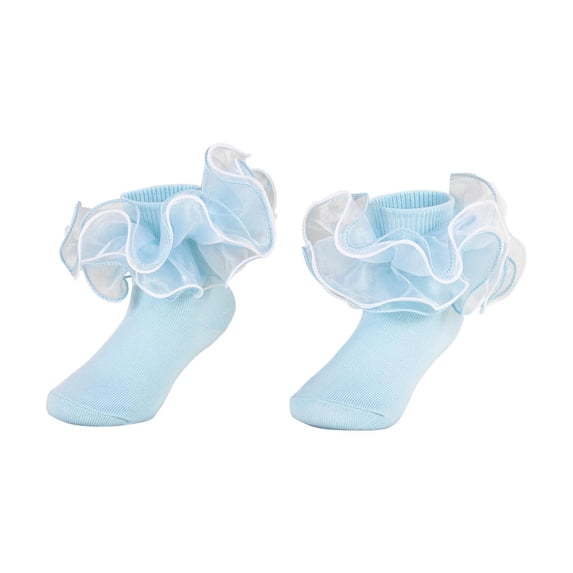 Girls Ruffle Ankle Socks Mesh Frilly Cute Short Socks Causal Plain Socks for Daily Wear