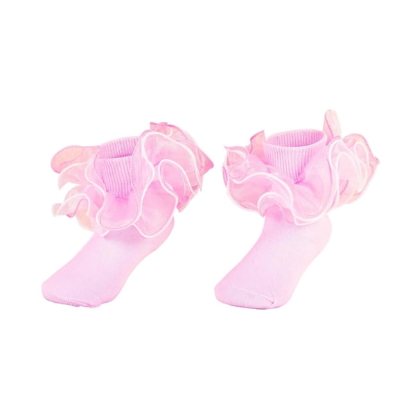 Girls Ruffle Ankle Socks Mesh Frilly Cute Short Socks Causal Plain Socks for Daily Wear
