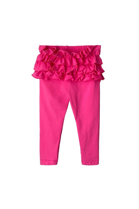 Girls Ruffle Butt Leggings Solid Color Cotton Ruffle Tutu Pants Soft Elastic Waist Ruffle Butt Leggings Red 12-18Month