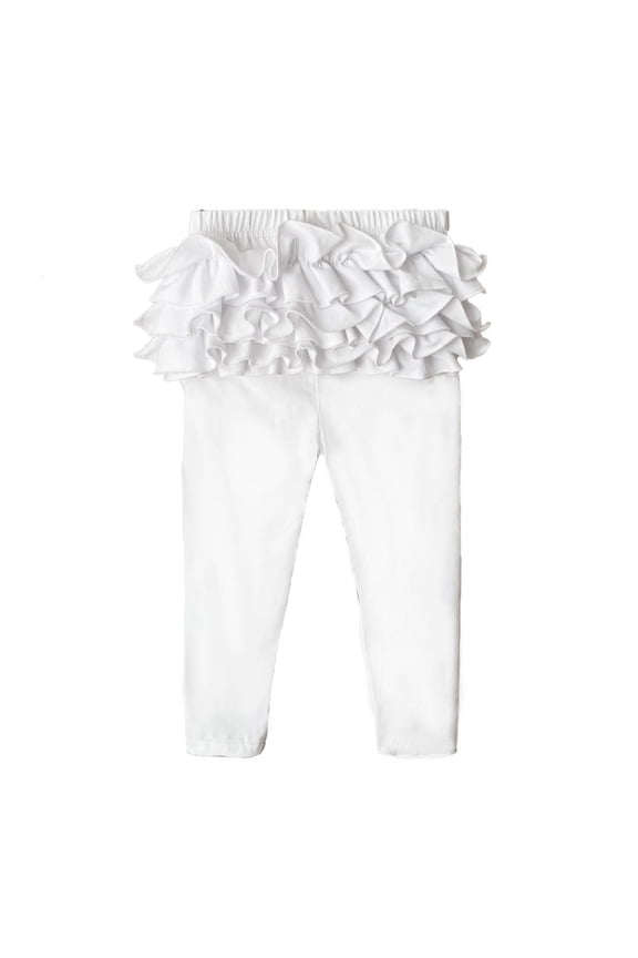 Girls Ruffle Butt Leggings Solid Color Cotton Ruffle Tutu Pants Soft Elastic Waist Ruffle Butt Leggings White 12-18Month