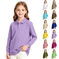 thumbnail image 1 of Girls' Ruffle Collar Polo Shirt with Long Sleeves, 1 of 8