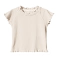 thumbnail image 1 of Girls Ruffle Hem T-Shirt Soft Cotton Peplum Top Flutter Sleeve Scalloped Neck Kids Little Girls White,Size 5 T, 1 of 8