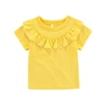thumbnail image 1 of Girls Ruffle Hem Tee Shirt Casual Round Neck Blouse Top For Toddler And Soft Comfortable Daily Wear, 1 of 5