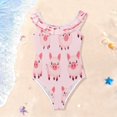 thumbnail image 1 of Girls Ruffle One Piece Swimsuit, Stretchy Fabric for Beach & Pool Activities Cute Pig, 1 of 8