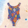 thumbnail image 1 of Girls Ruffle One Piece Swimsuit, Stretchy Fabric for Beach & Pool Activities Realistic Floral Pattern, 1 of 8