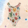 thumbnail image 1 of Girls Ruffle One Piece Swimsuit, Stretchy Fabric for Beach & Pool Activities Summer-themed Design, 1 of 8