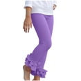 thumbnail image 1 of Girls' Ruffle Pants Lightweight Solid Color Elastic Waist Stretchy Ankle Length Pants Slim Fit Yoga Trousers, 1 of 2