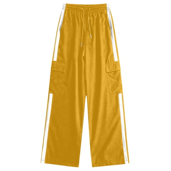 Girls Ruffle Pants Outfit Straight Leg Cargo Pants for Girl Fashion Color Block Elastic Waist Long Bottom Lightweight Breathable Causal Trouser Outerwear 9-10 Years