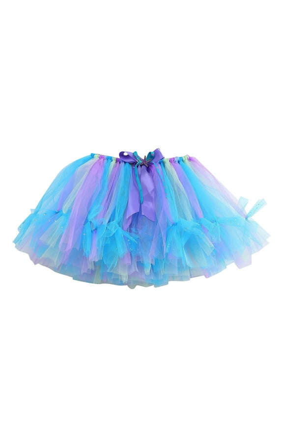 Girls Ruffle Skirts Tutus for Girls Layered Tulles, Teen Girl Short Skirt Colorful Skirts, Toddler Kids Ballets Tutus Dance Mesh Skirt Uniform Short Skater Skirts Blue 8Y