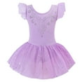 thumbnail image 1 of Girls Ruffle Sleeve Ballet Dance Dress Tutu Skirted Leotard Ballerina Outfits with Shiny Skirt Stage Dance Wear, 1 of 6