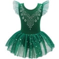 thumbnail image 1 of Girls Ruffle Sleeve Ballet Dance Dress Tutu Skirted Leotard Ballerina Outfits with Shiny Skirt Stage Dance Wear, 1 of 7
