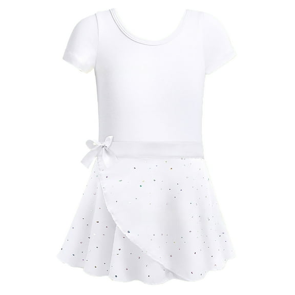Girls Ruffle Sleeve Ballet Dance Dress Tutu Skirted Leotard,Girls Dance Dress With Heart Design Two Piece Ballet Practice Gymnastics Performance Costume Short Sleeve Outfit For Year Round(:2-10Years)