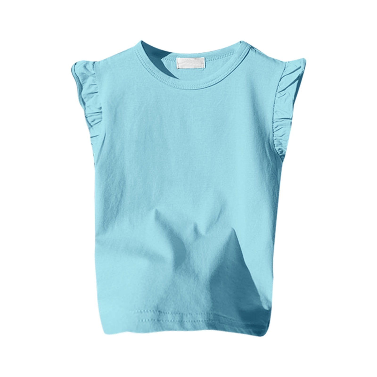 Girls Ruffle Sleeve T Shirt Solid Color Vest Girls Basic Short Sleeve Girls Ruffle Sleeve T Shirt Solid Color Vest Girls Basic Short Sleeve