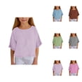 thumbnail image 1 of Girls Ruffle Sleeve T-Shirts Summer Short-Sleeve Casual Cute Crewneck Tops 5-14 Years, 1 of 5