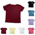 thumbnail image 1 of Girls Ruffle Sleeve T Shirts Summer Short Sleeve Casual Cute Crewneck Tops Tees 3-4 Years, 1 of 4