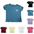 thumbnail image 1 of Girls Ruffle Sleeve T Shirts Summer Short Sleeve Casual Cute Crewneck Tops Tees 3-4 Years, 1 of 4