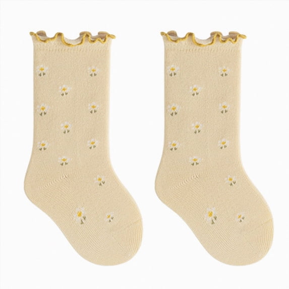 Girls Ruffle Socks Frilly Turn-Cuff Crew Socks Floral Sock Soft Breathable Casual Dress Socks 0-12 Months 1T 2T 3T 4T 5T Kids