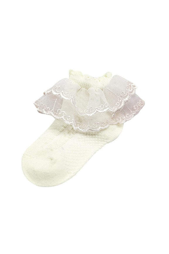 Girls Ruffle Socks Girls Lace Sock Dress Socks Cute Frilly Lace Socks Cotton Tutu Socks Princess Style Dress Socks for Toddler and Kids 3T