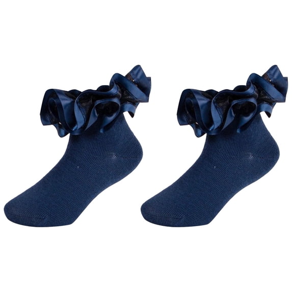 Girls Ruffle Socks Soft Knit Crew Socks Causal Plain Lace Frilly Sock for Daily Wear