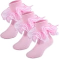 thumbnail image 1 of Ruffle Socks 4-Layer Big Fluffy Lace Frilly Dress Socks Turn Cuff Fancy Pageant Sock, 1 of 7