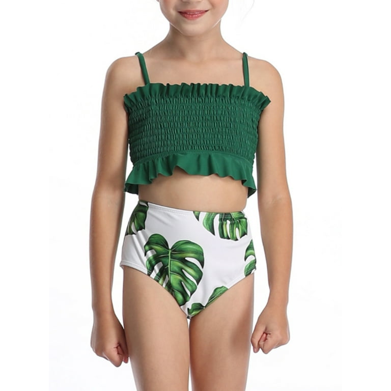 Frill trim bandeau bikini cheap set