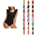 thumbnail image 1 of Girls Ruffle Trim Swimsuit Back Bathing For Teen Youth, 1 of 4