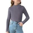 thumbnail image 1 of Girls Ruffle Turtleneck Long Sleeve Shirts Ribbed Cotton Base Layer Top Slim Fit Pullover Blouse Tee, 1 of 6