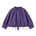thumbnail image 1 of Girls Ruffled Collar Light Windbreaker Puff Long Sleeve Button Casual Jacket with Lace Trim Toddler Coats for Girls Outerwear, 1 of 8