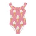thumbnail image 1 of Girls Ruffled One Piece Swimsuit Summer Beach Vacation Swimwear Tank Swimsuit Ice Cream Pattern, 1 of 8