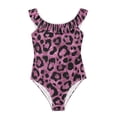 thumbnail image 1 of Girls Ruffled One Piece Swimsuit Summer Beach Vacation Swimwear Tank Swimsuit Pink Glitter Cheetah Print, 1 of 8