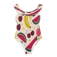 thumbnail image 1 of Girls Ruffled One Piece Swimsuit Summer Beach Vacation Swimwear Tank Swimsuit Watermelon and Cherries, 1 of 8