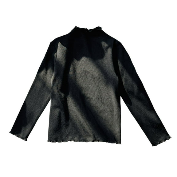 Girls Ruffled Stretch Long Sleeve Top Solid Color Blouse Cute Layering Shirt for Autumn Winter Season Shirts Girls Girls Athletic Girl Shirt 2t Girl Size 12 Clothes T Shirts for Youth Girls T Shirt