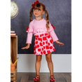 thumbnail image 1 of Girls Ruffled Top and Buttoned Apple Print Skirt Set, Pink, Size: 3T, 1 of 3